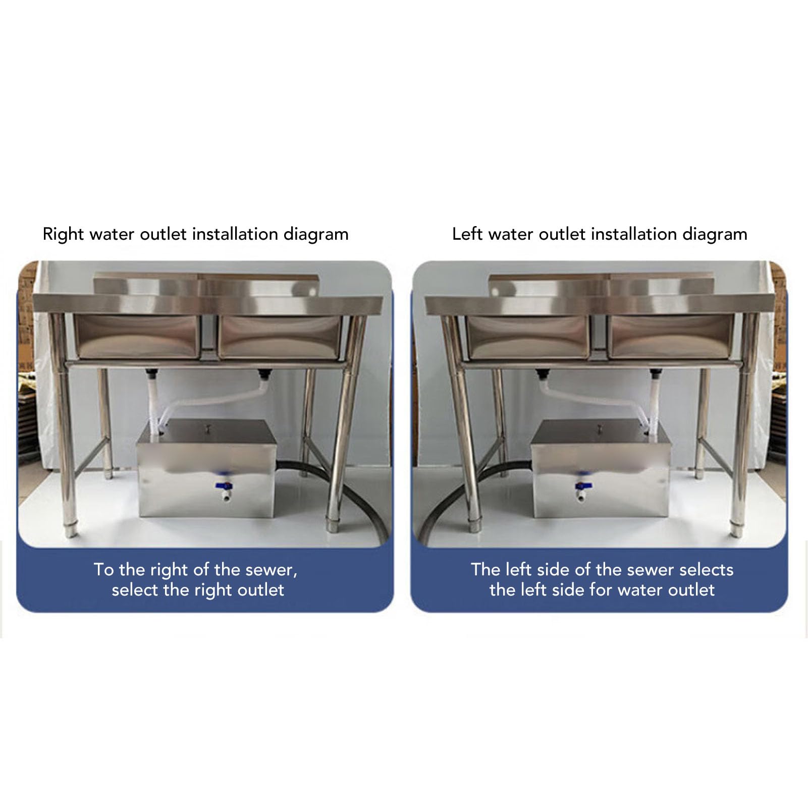 Grease Interceptor Trap, Close Connection Stainless Steel Grease Interceptor 600 X 300mm Large Capacity Easy to Clean for Kitchen Restaurant