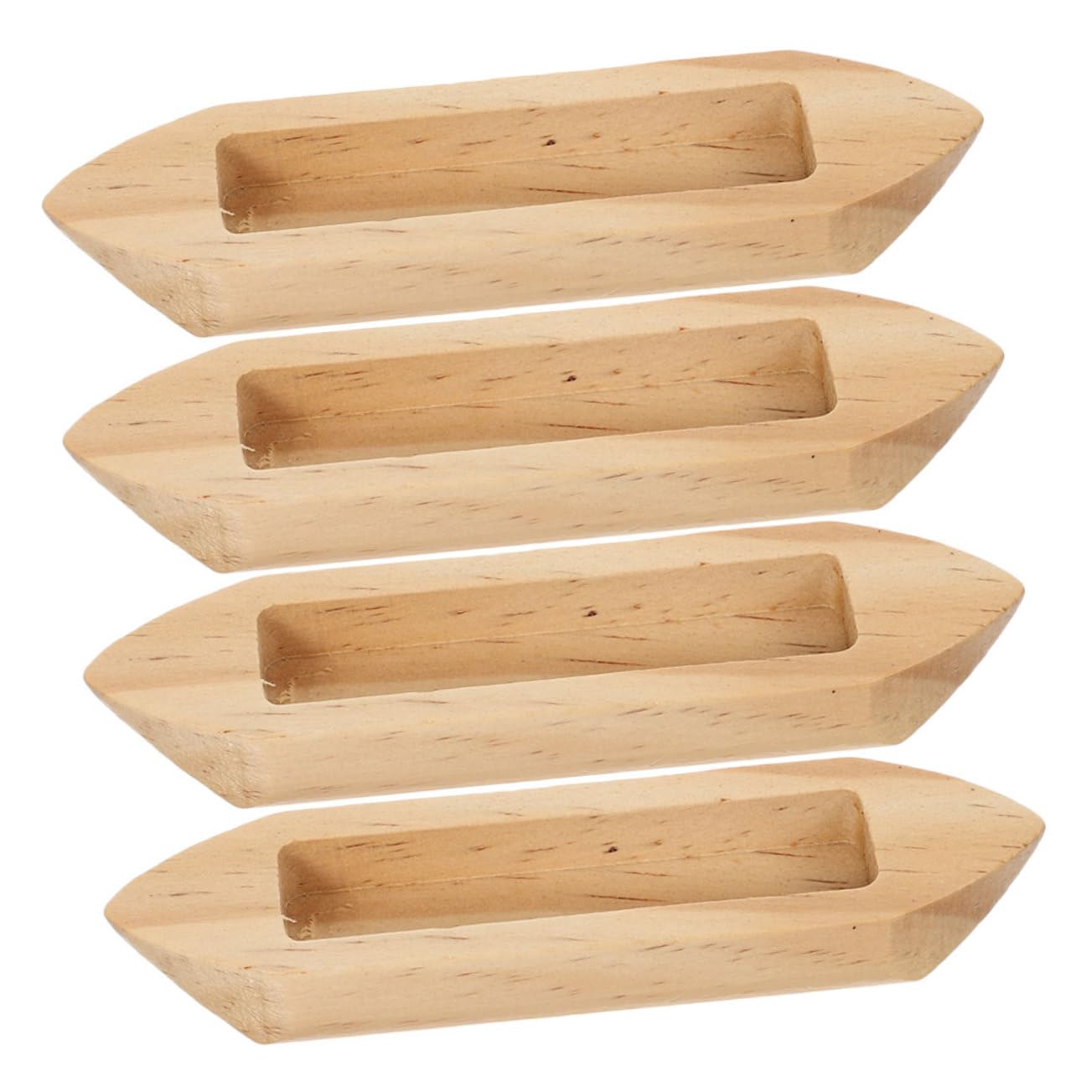 DECHOUS 4pcs Wooden Canoe Model: Miniature Boats for Home Decor Nautical Theme and DIY Craft Projects for Office Living Room Desktop Decoration