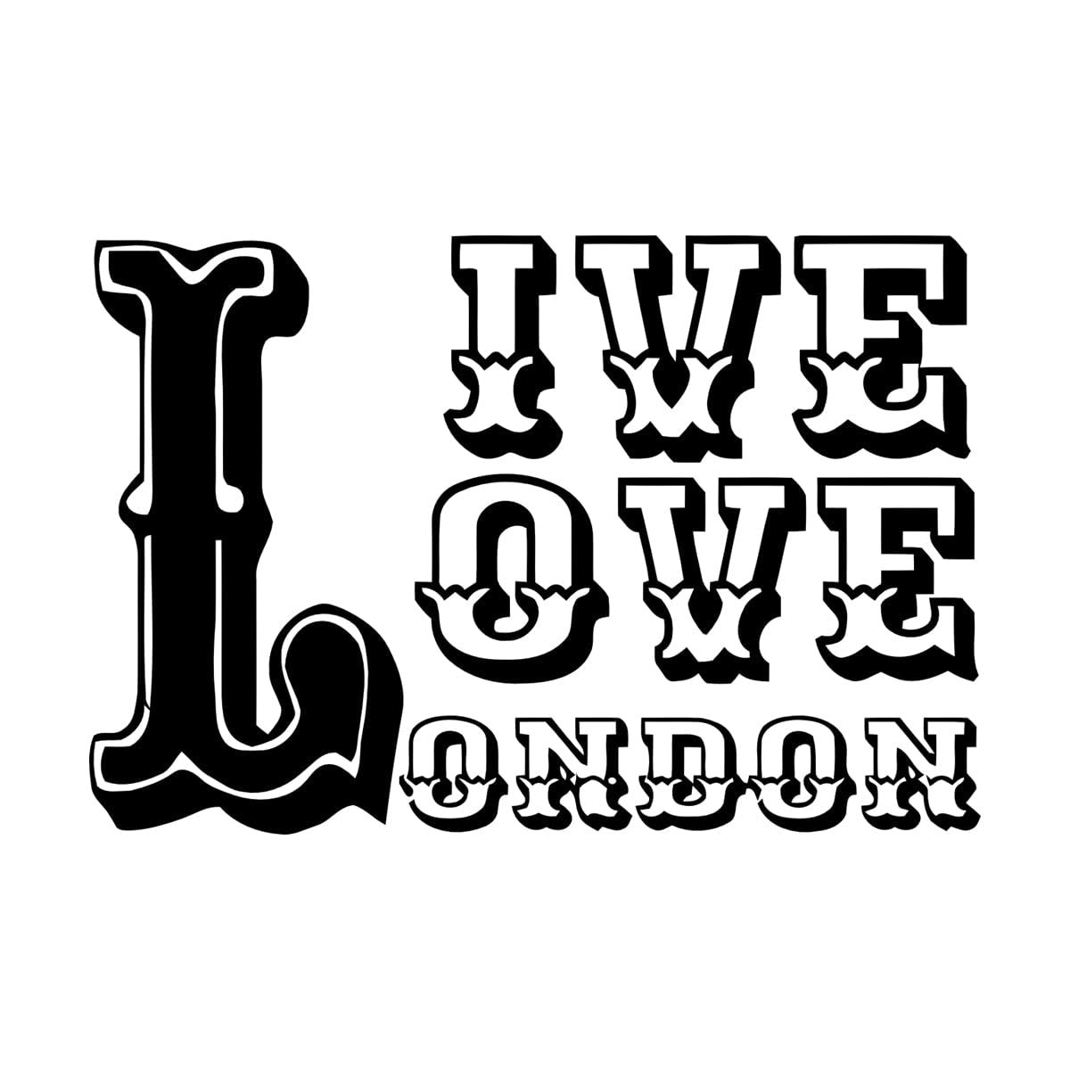 Live Love London Wall Stickers Paster Paper 32x47.6cm Easy Installation Black