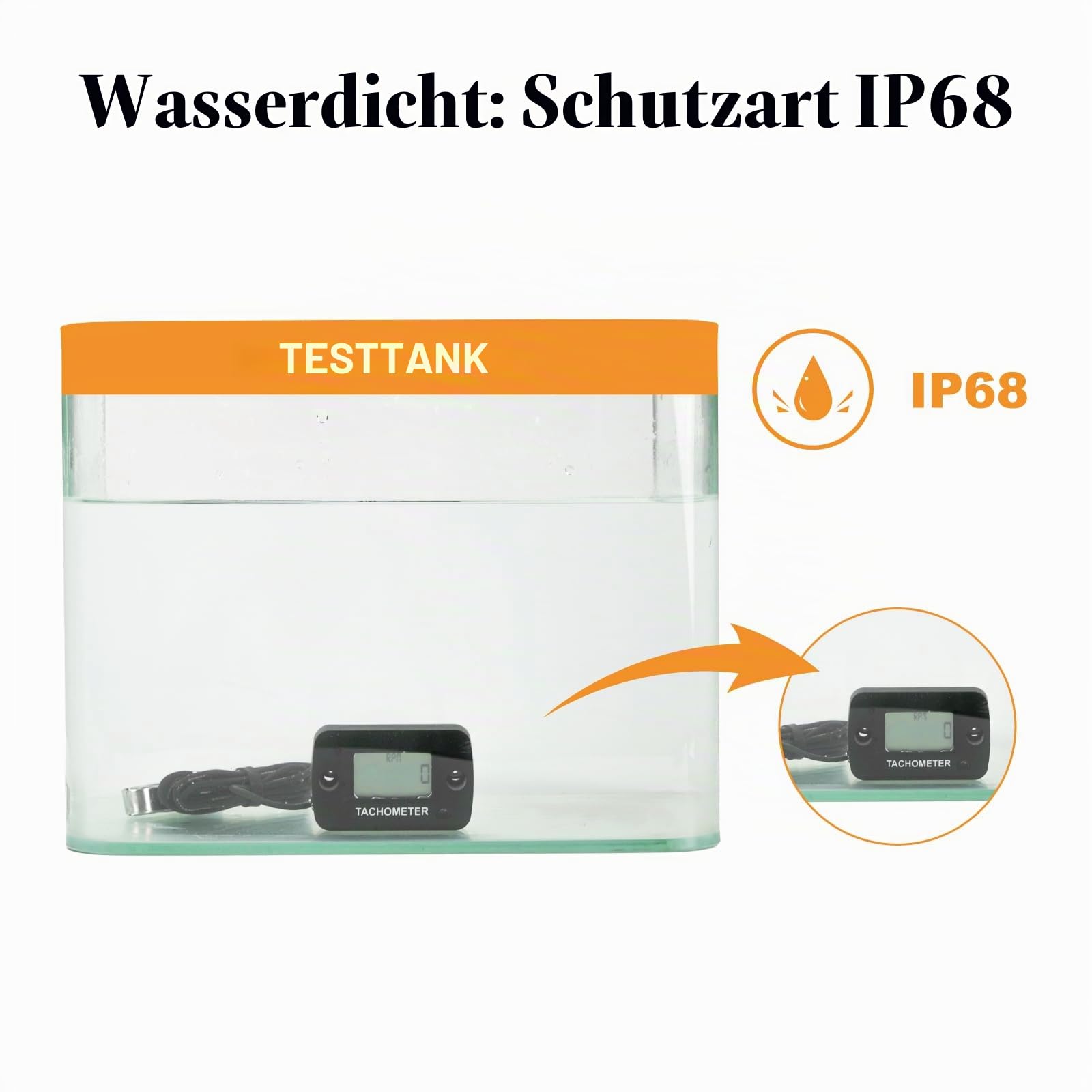 Jayron LCD Digital Benzin Induktiver Drehzahlmesser Wasserdicht für Motorrad Motocross Rasenmäher Schneefräse Generator Roller Kettensäge