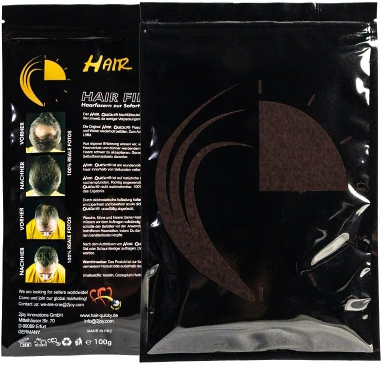 Premium Hair Fibers, shaar, direct effect bij geheime hoeken, gedeeltelijke gladheid, haaruitval en licht haar, voor mannen en vrouwen, natuurlijke keratine |100g | donkerbruin