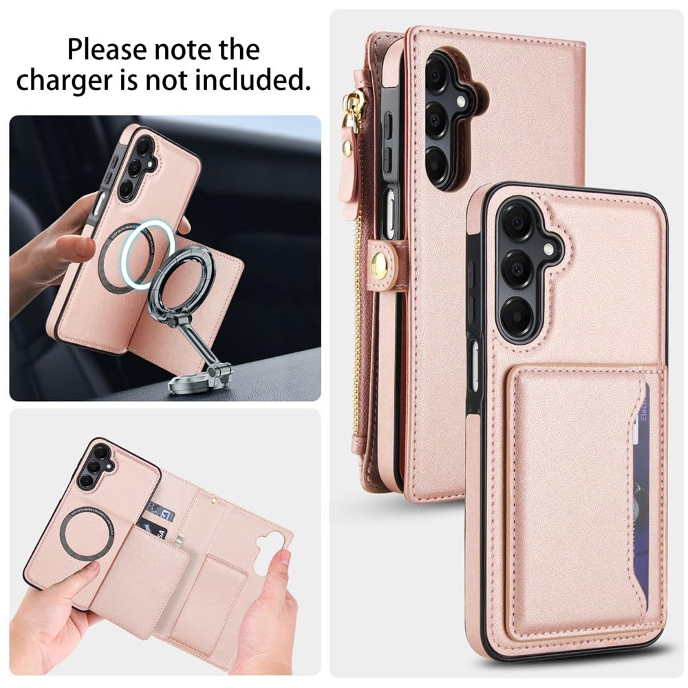 Generic Étui compatible avec Samsung Galaxy A55 (couleur : violet), portefeuille amovible en cuir à rabat magnétique