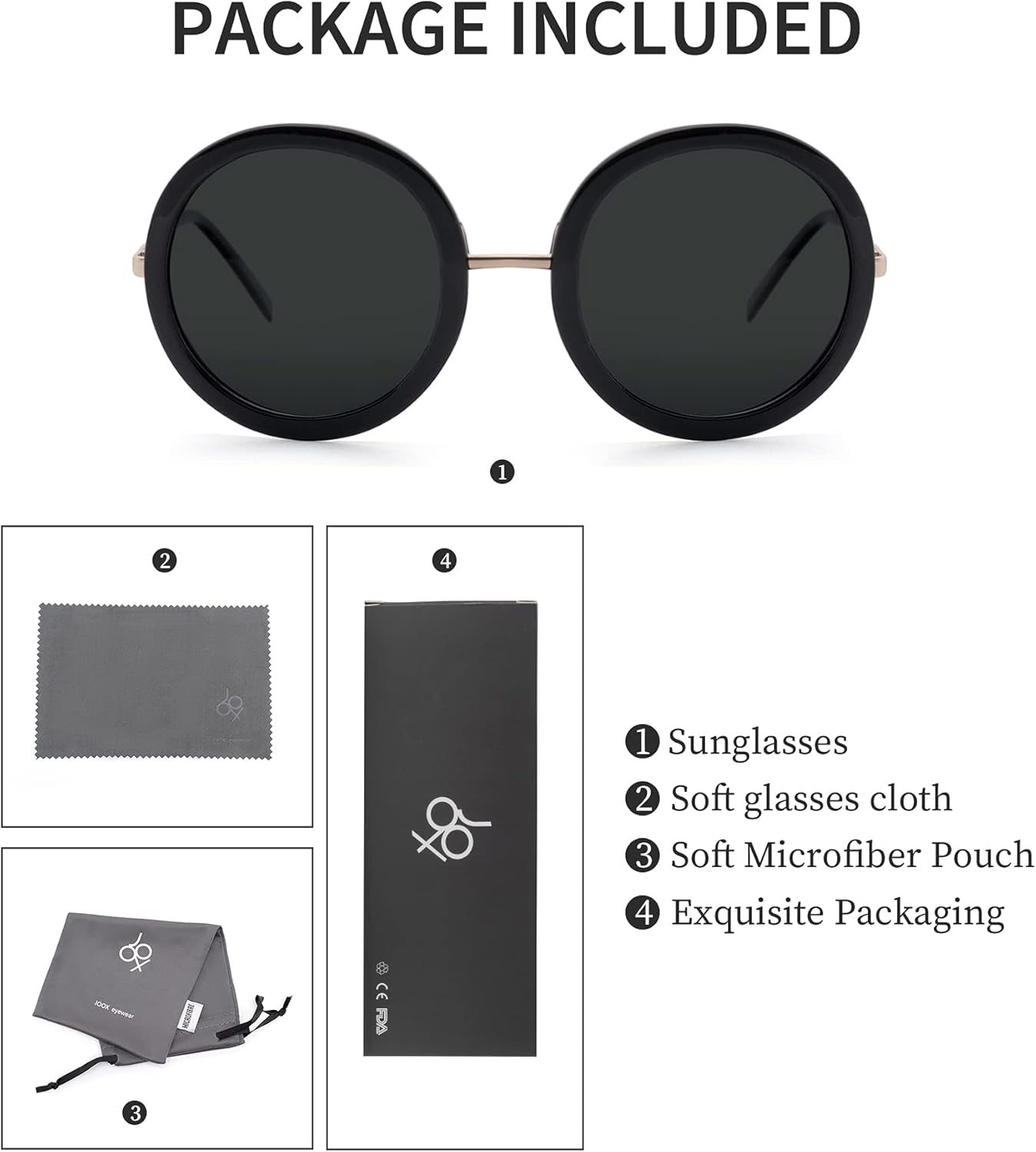 JOOX Polarized Retro Round Sunglasses for Women, Vintage Oversized Ladies Sun Glasses with 100% UV Protection Lens - Image 6