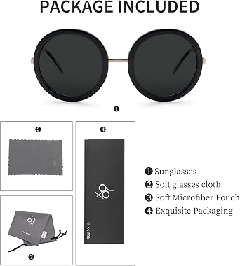 JOOX Polarized Retro Round Sunglasses for Women, Vintage Oversized Ladies Sun Glasses with 99.99% UV Protection Lens JX3028
