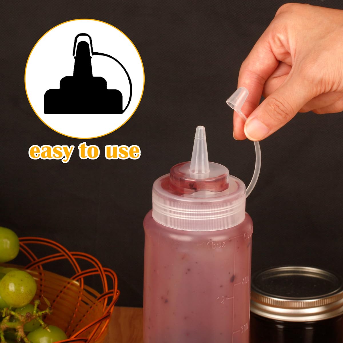 Squeeze - Bottiglia di salsa, 3 pezzi, 500 ml, in plastica, con cappucci, senza BPA, senza perdite, dosatore, per bottiglie di ketchup, dispenser per salsa, bottiglia per spezie