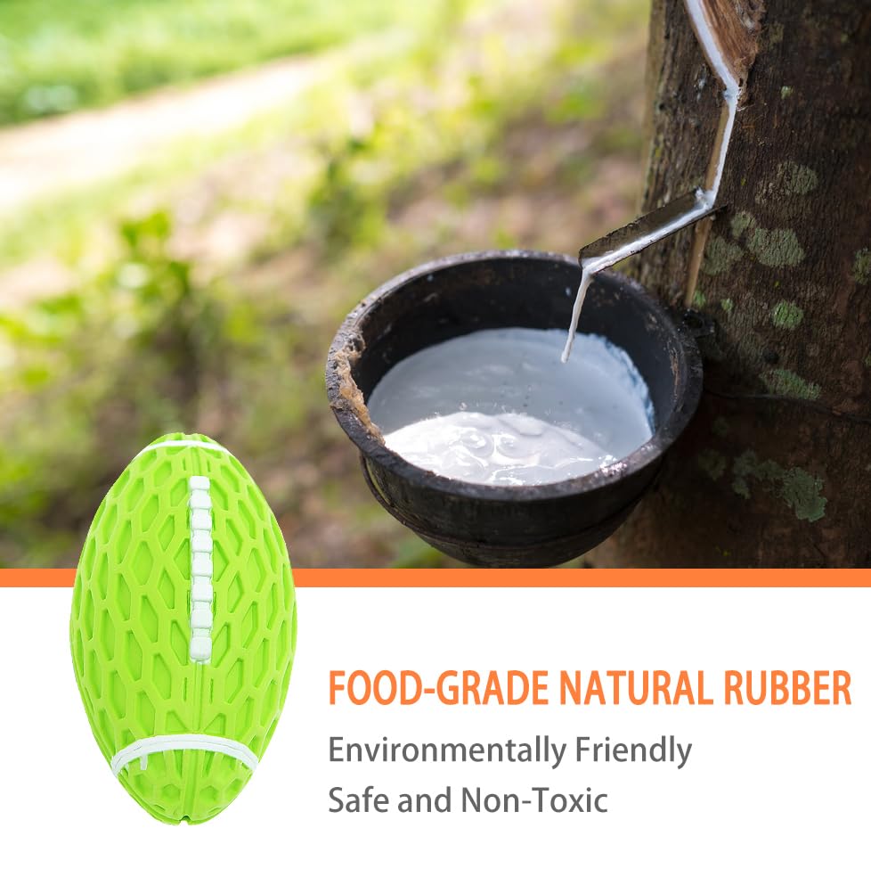 AUSCAT Hundespielzeug Ball Quietschend, 14cm Hundeball für Mittlere & Große Hunde, Quietschspielzeug Football-Form aus Naturkautschuk, Grün Rugby