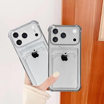 Ehr. iPhone 17 Pro Uyumlu Kamera Korumalı Kartlıklı Köşeleri Airbag Tasarımlı Darbe Önleyici Şeffaf Silikon Kılıf