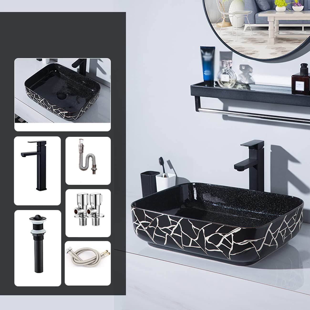 Umywalka Nablatowa Do Łazienki, Porcelanowa Umywalka Nablatowa Do Garderoby, Stylowa Ceramiczna Umywalka