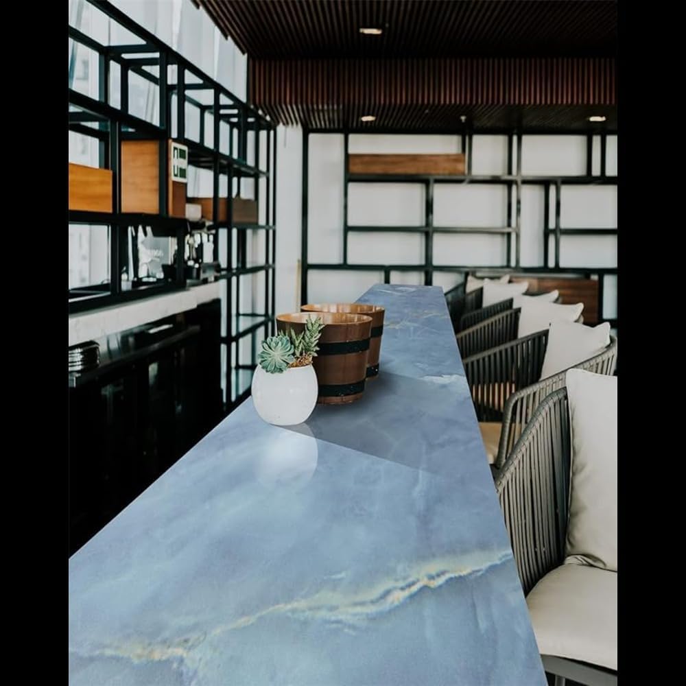 NAUVEN Premium Blue Stone Marble Wallpaper Roll Self Adhesive PVC Vinyl Film, Waterproof Contact Paper for Kitchen Cabinets Countertops Shelves Furniture Decoration 4