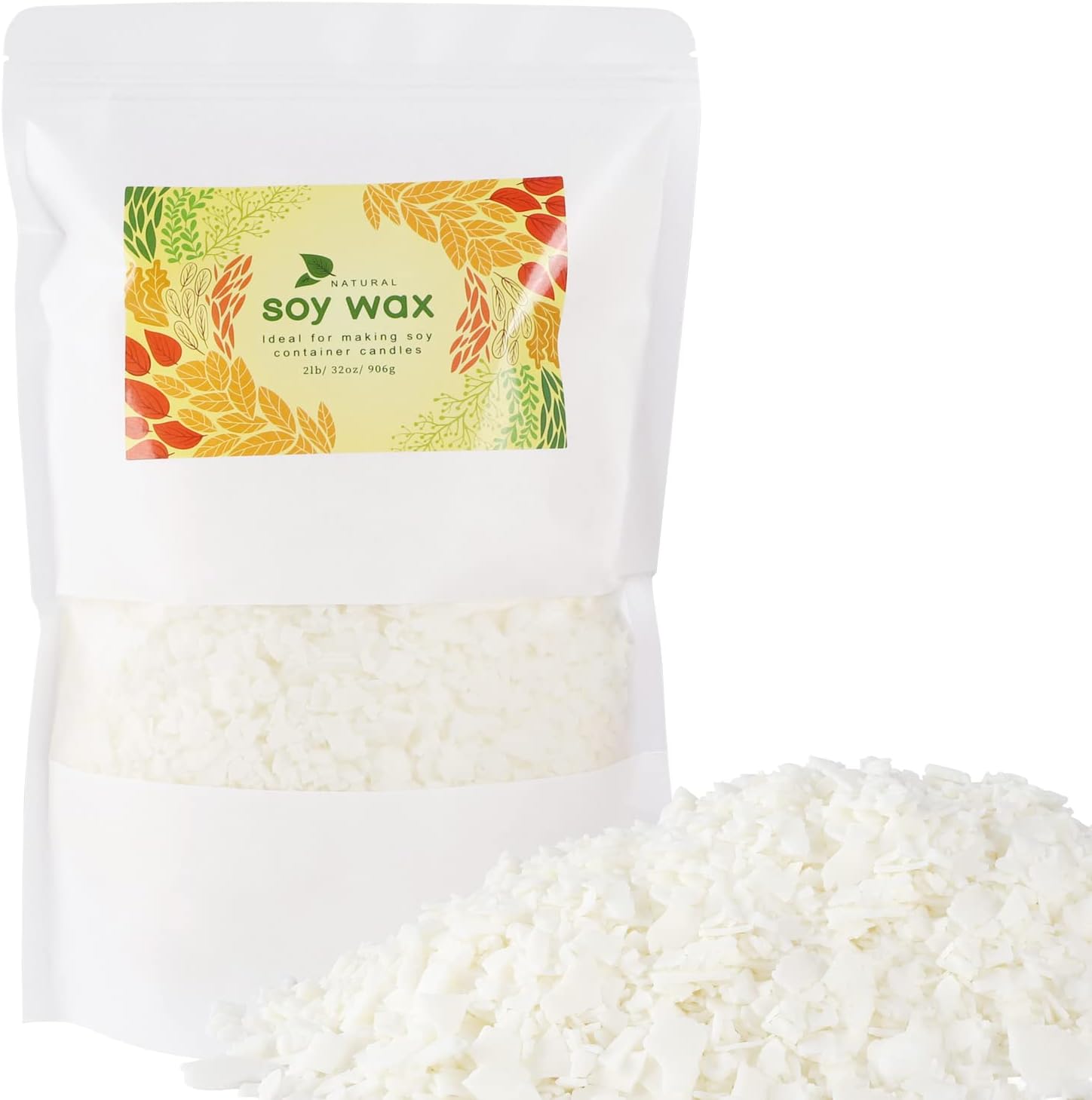Candle Making Soy Wax-2 lb Bag（32oz）-Pure Nature DIY Soy Wax Flakes