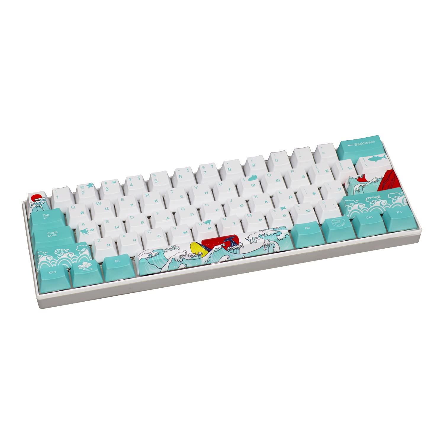 (Only Keycaps) Russian Coral Sea 60 PBT Keycaps Set OEM Profile for MX Switches Mechanical