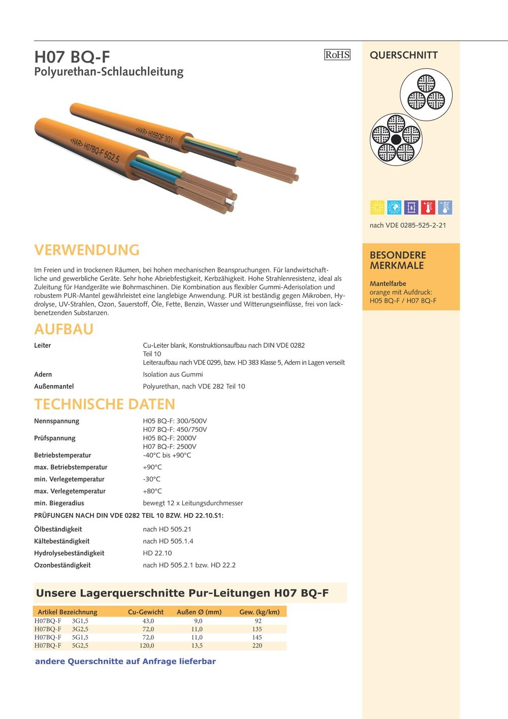 Event-Kabel & more PUR-Leitung orange H07BQ-F 3x2,5mm2 Polyurethanleitung, Baustellenkabel, Industriekabel für den Außenbereich 5-100m inkl. 10x 2,5mm² Aderendhülsen (15 Meter)