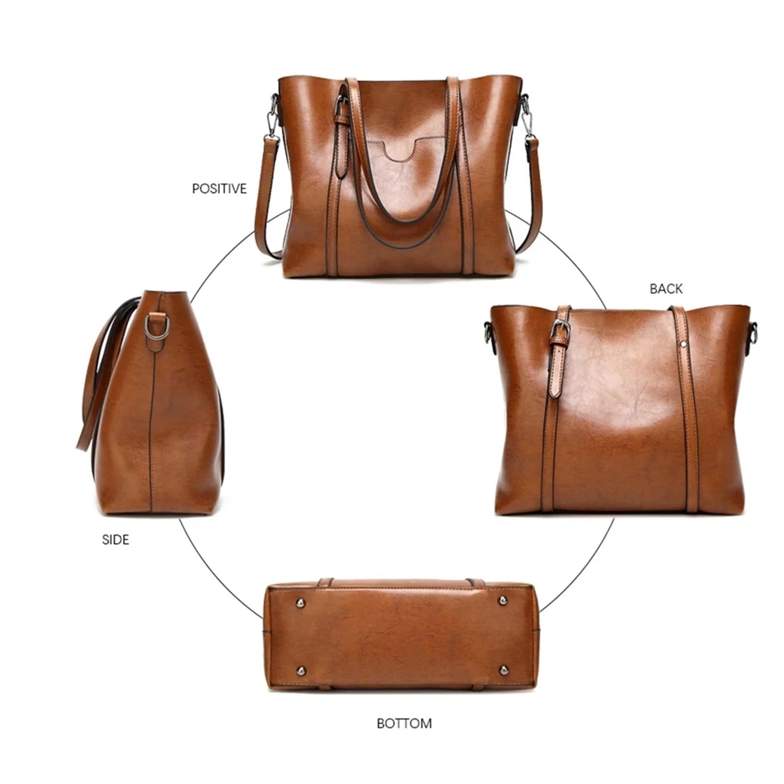 Bolsos de Hombro for Mujer, Bolso de Cuero con Cera de Aceite, Bolso Cruzado, Bolsos Vintage, Bolsos de Mujer, Bolso de diseñador Adecuado para Viajar, Fiesta, Trabajo(Coffee)