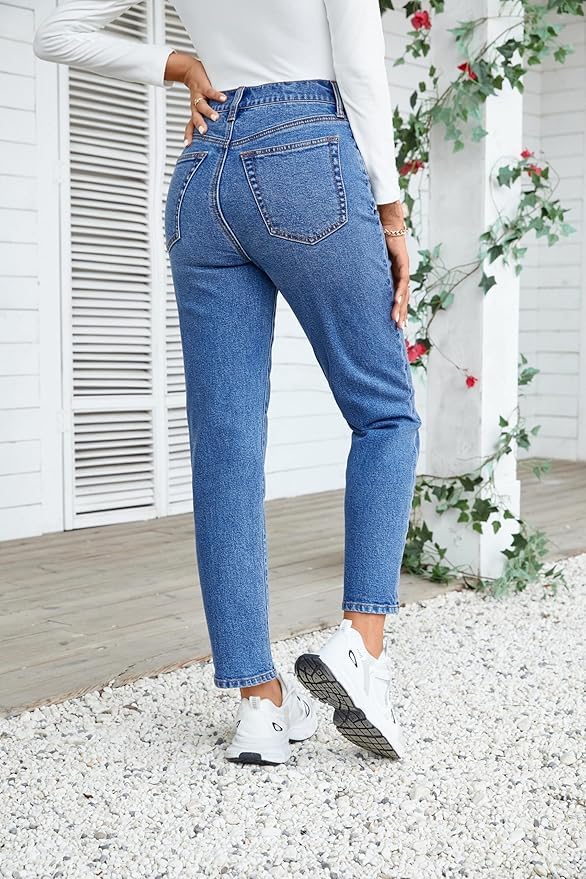 OFLUCK Straight Leg Mom Jeans for Women High Waisted Trendy Ankle Jeans Boyfriend Denim Tapered Leg Pants4