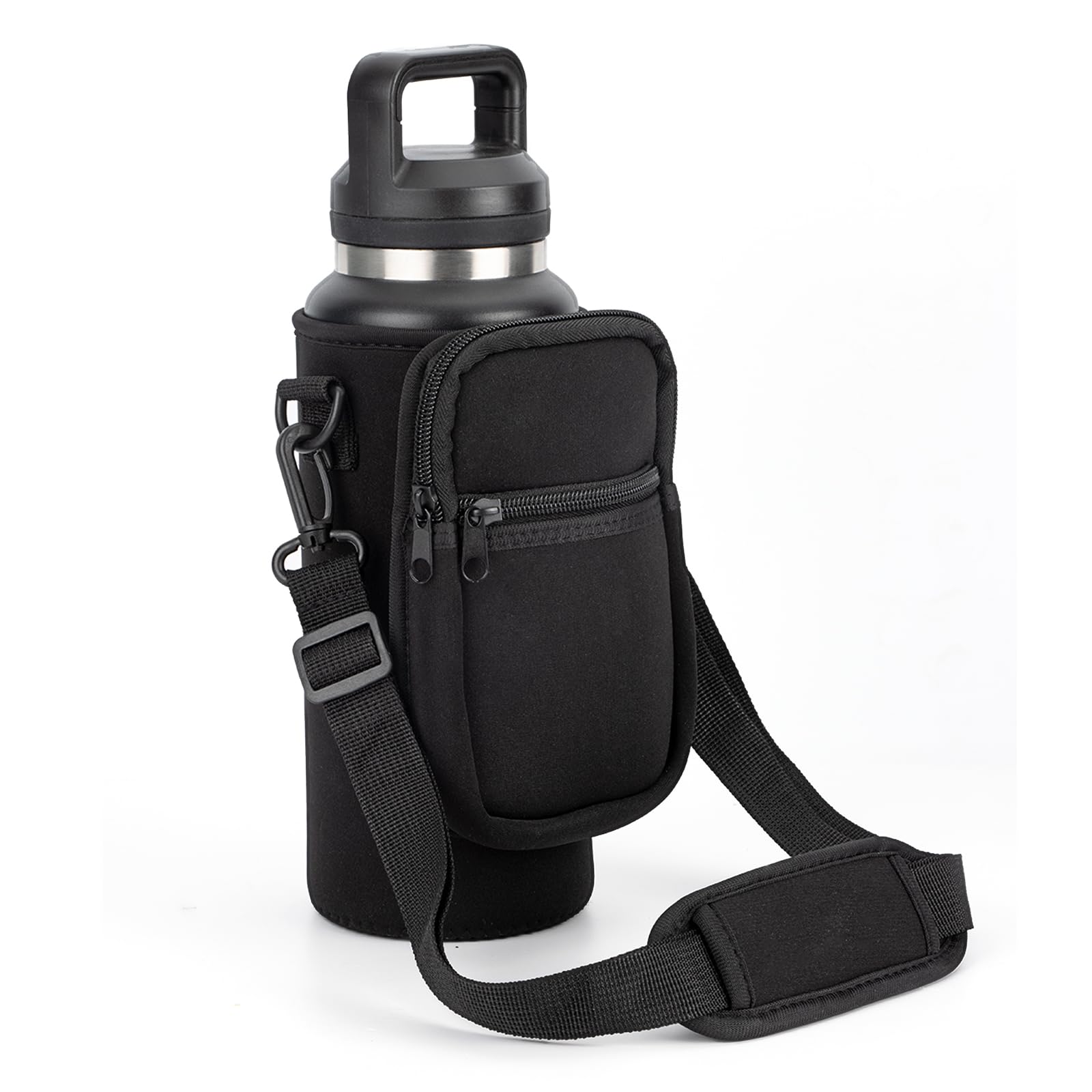 Ajrwiiy Water Bottle Carrier Bag for YETI Rambler 46/36oz Bottle - Water Bottle Holder with Strap, Adjustable Shoulder Sling Bag with 2 Pocket for