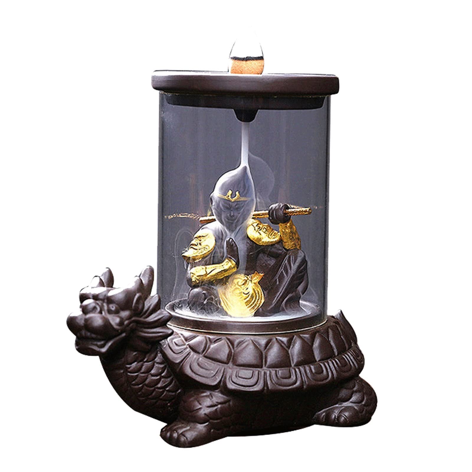 Basxdrfxz A Incense Holder Base Beautiful Ceramic Reflux Incense Holder Waterfall Burner Monkey King Lucky Decoration