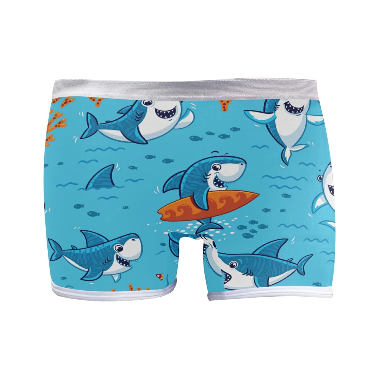 Linomo Women's Boxer Briefs Panties Cute Shark Pattern Underwear Boyshort Boxers Shorts for Women Girls Multicolor