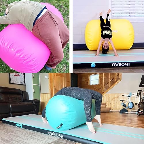 Miniatura 2 de Inflatable Gymnastics Air Mat Tumble Track with Gymnastics Air Barrel - Inflatable Air Spot Tumbler Backbend Trainer Air Roller Tumbling Mat with