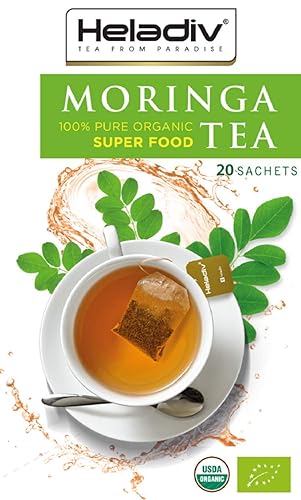 Miniatura 9 de HELADIV Té Moringa 100% orgánico Moringa Super Food Tea - Potenciador de energía e inmunidad, alivio del estrés - 20 bolsas de té de moringa