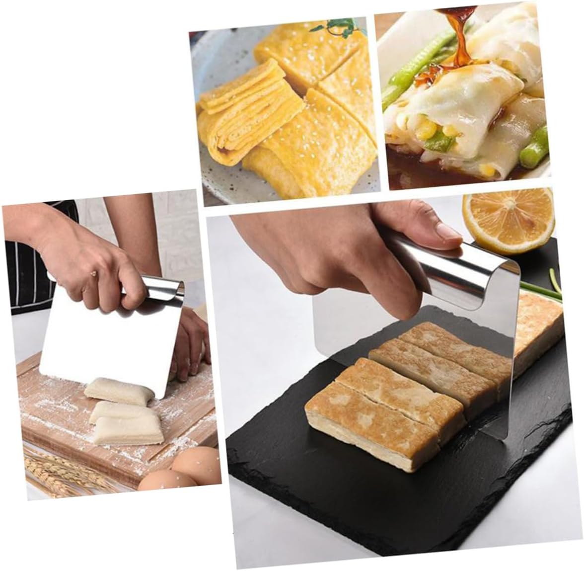 SHOWERORO 2pcs Stainless Steel Dough Cutter Scraper for Pizza Pastry and Baking Easy Grip Versatile Kitchen Tool for Cutting and Scraping Dough
