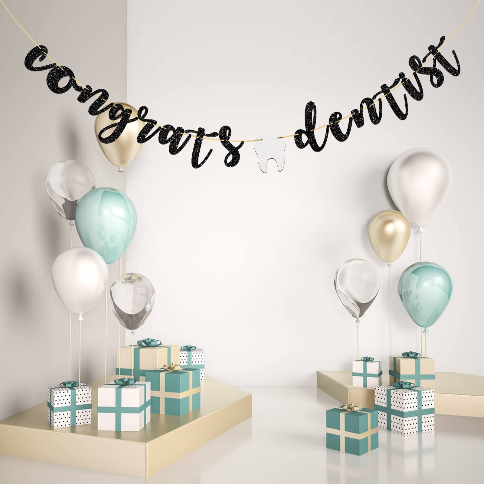 Schwarzes Glitzerndes 'Congrats Doctor' Banner – Ca. 2,2 M Lang, Für Medizinische Abschlussfeiern Oder Doktor-Partys