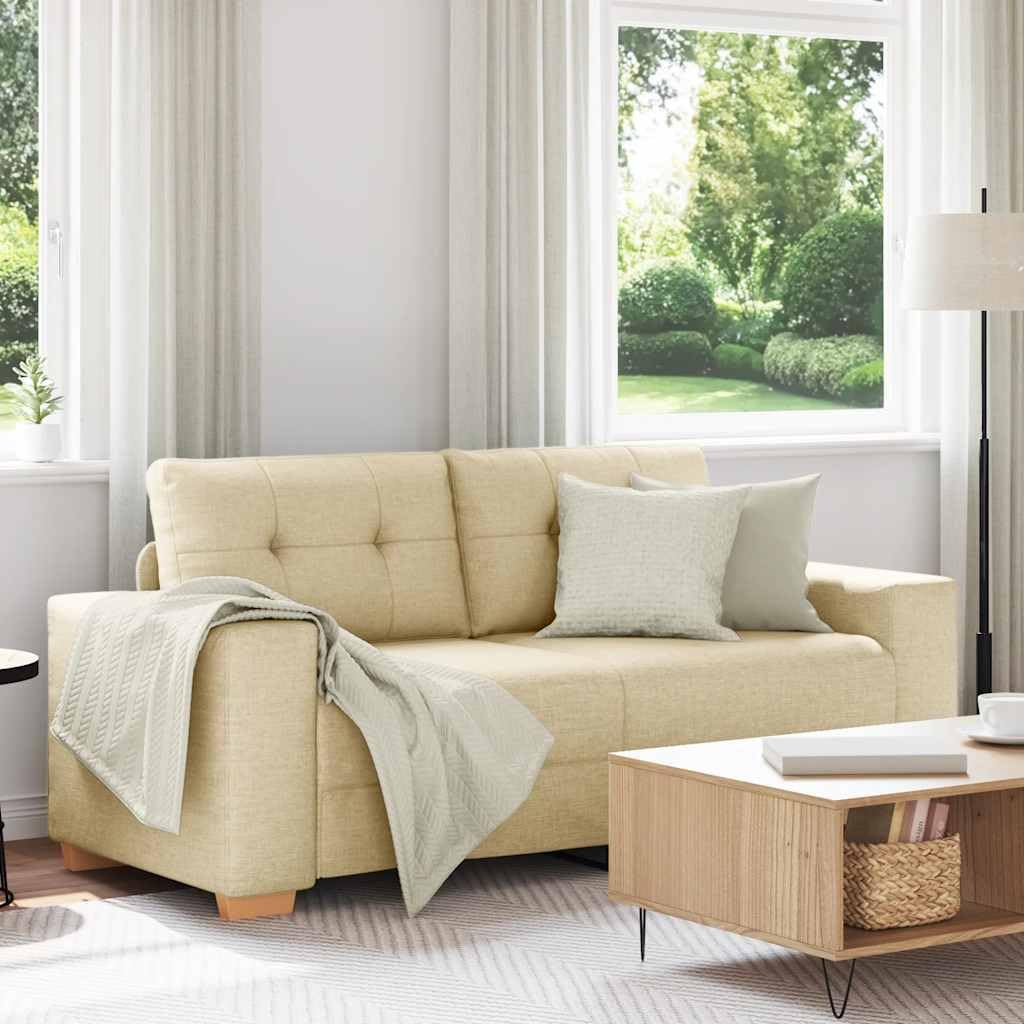 Loveseat sofa kremowa, 140 cm, nowoczesna 2-osobowa sofa relaksacyjna do salonu, sypialni, biura, wytrzymała rama z tkaniny poliestrowej