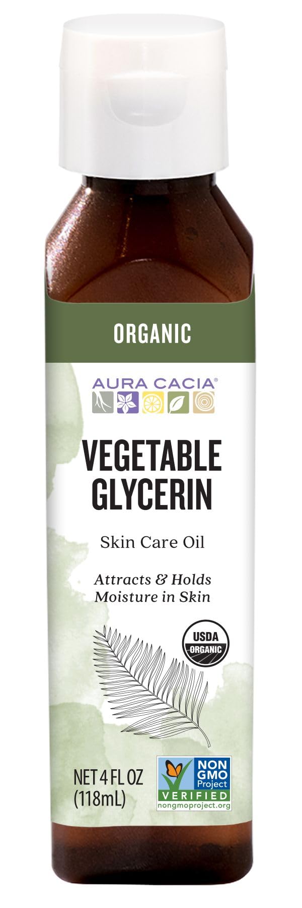 Aura Cacia Organic Skin Care Oil, Vegetable Glycerin, 4 Fluid Ounce