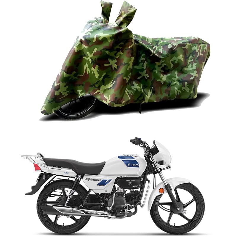 Image of 100% Water Resistant Bike Scooty Two Wheeler Body Cover Compatible for Hero Splendor Plus XTEC BS6 /UV-Rays /Heat Protection /Birds Dropping /Scratchproof /Dust Proof /Waterproof /All [Green MJ]