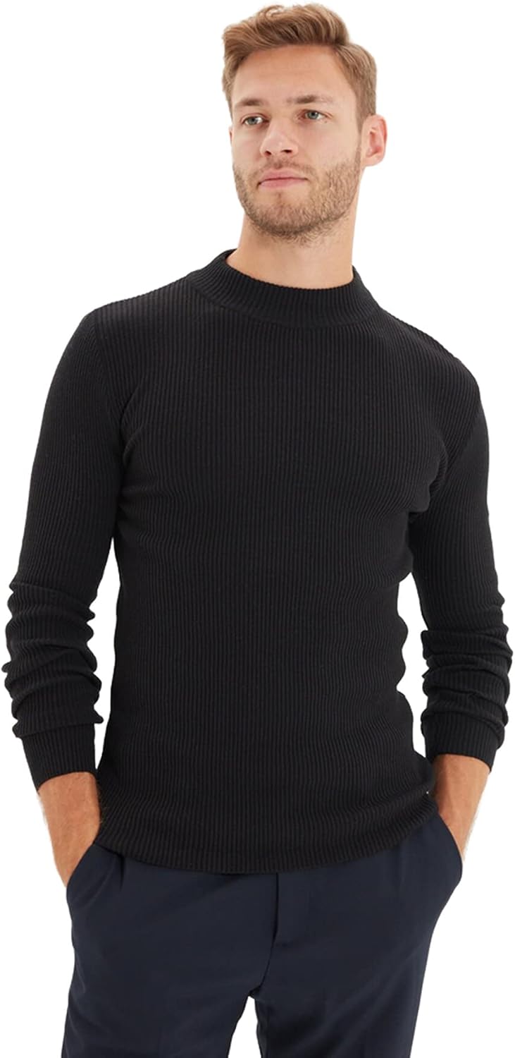 Trendyol Suéter Ajustado Liso de Cuello Alto Sudadera para Hombre