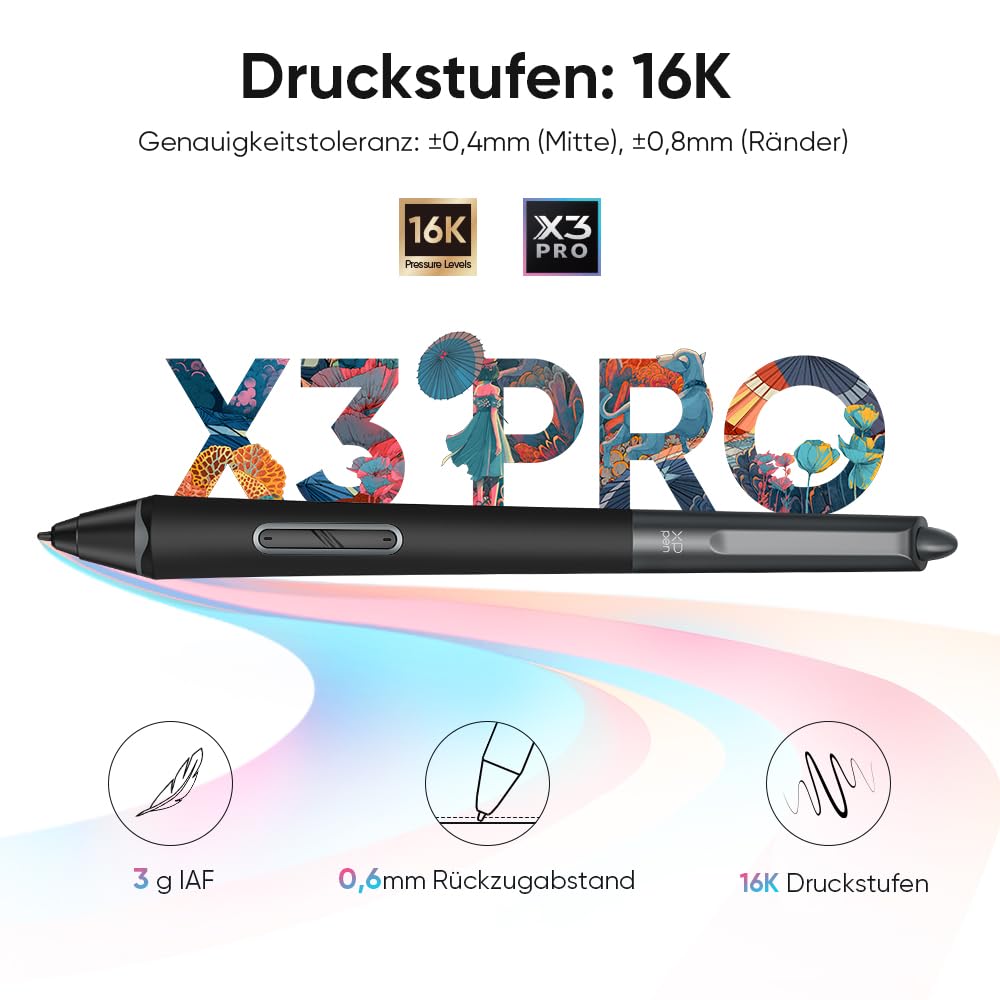 XPPen Artist Pro 14 (Gen 2) Grafiktablett mit Display 14 Zoll, Volllaminiertes Bildschirm, Zeichentablett mit 16K batterieloser Stift für Malen, Design, Bearbeitung