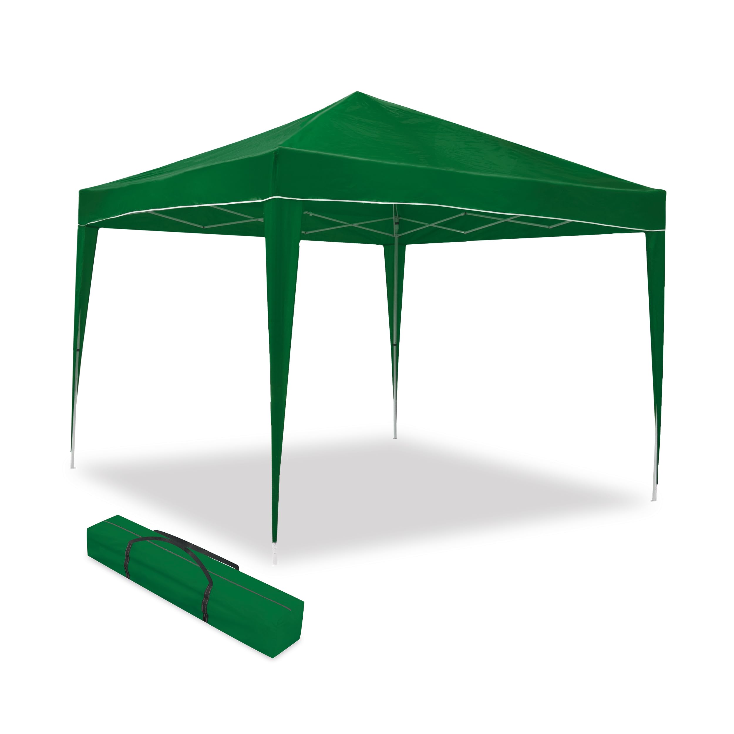 Wasabi - Carpa Plegable 3x3 m – Resistente al Agua - Incluye Vientos y Piquetas de Fijación - Estructura de Acero - Cenador para Jardín – Pérgola Playa - Camping Fiestas (Verde Oscuro)