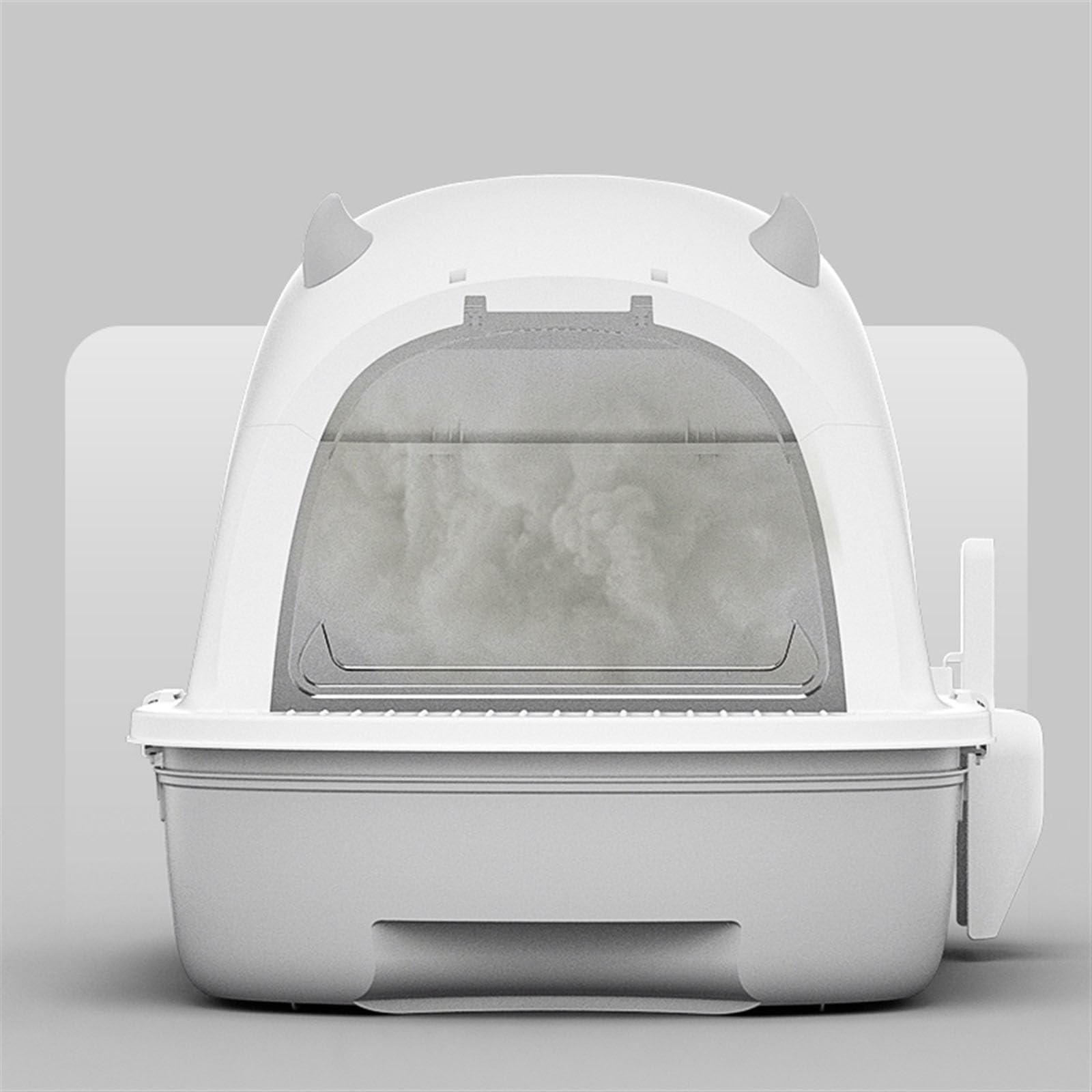 Exclusivo para Gatos y Perros Bandeja de Arena for Gatos pequeña for Completamente Cerrada for con Tapa Antifugas e Inodoro, fácil Instalar y Limpiar para Interiores(Grey)