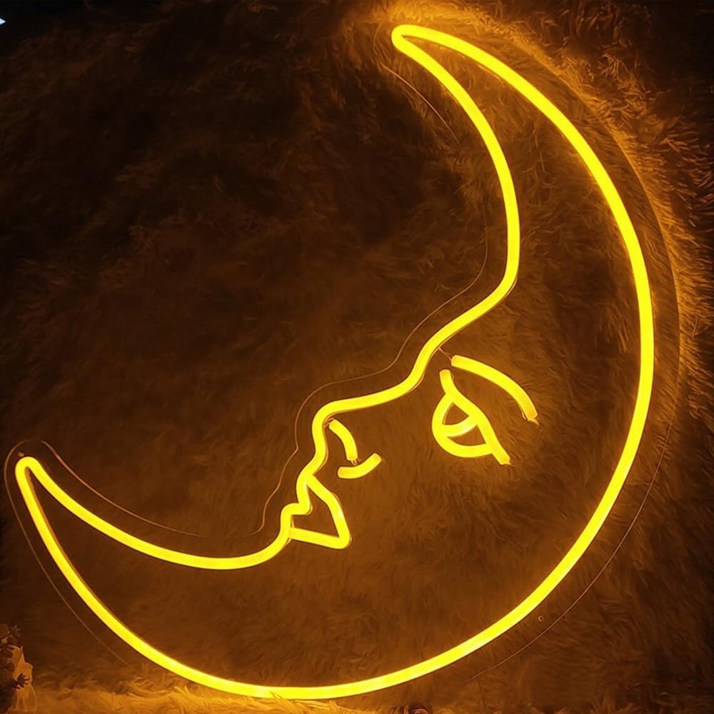 Moon LED Neon Sign for Wall Decor USB Adjustable Brightness Living Room Bars Pub Club Gatherings Art Wall Decor