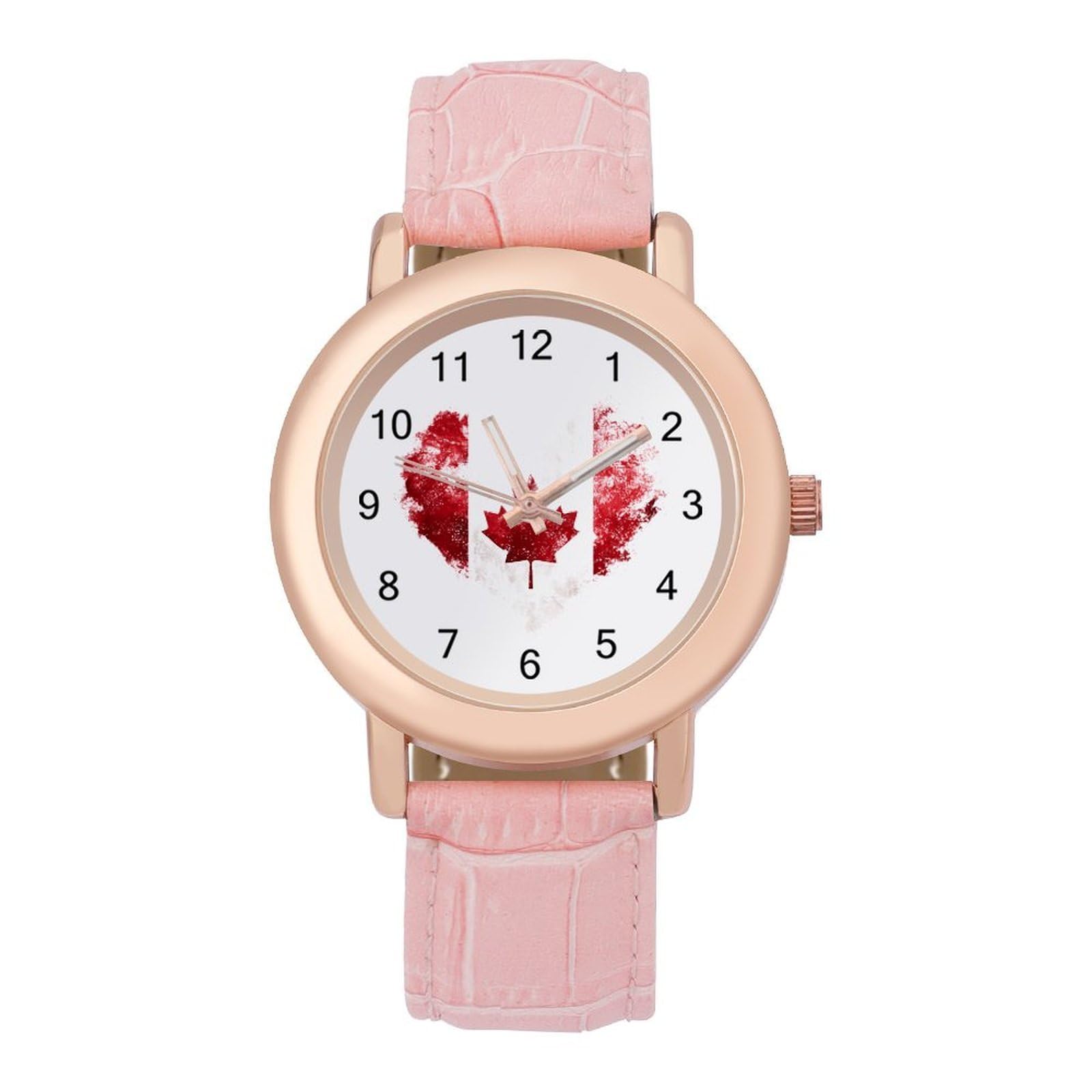 Love Canada Damen-Armbanduhr, leicht ablesbar, flexibel, mit drei Zeigern, rundes Gehäuse, Quarzuhr für kleine Handgelenke