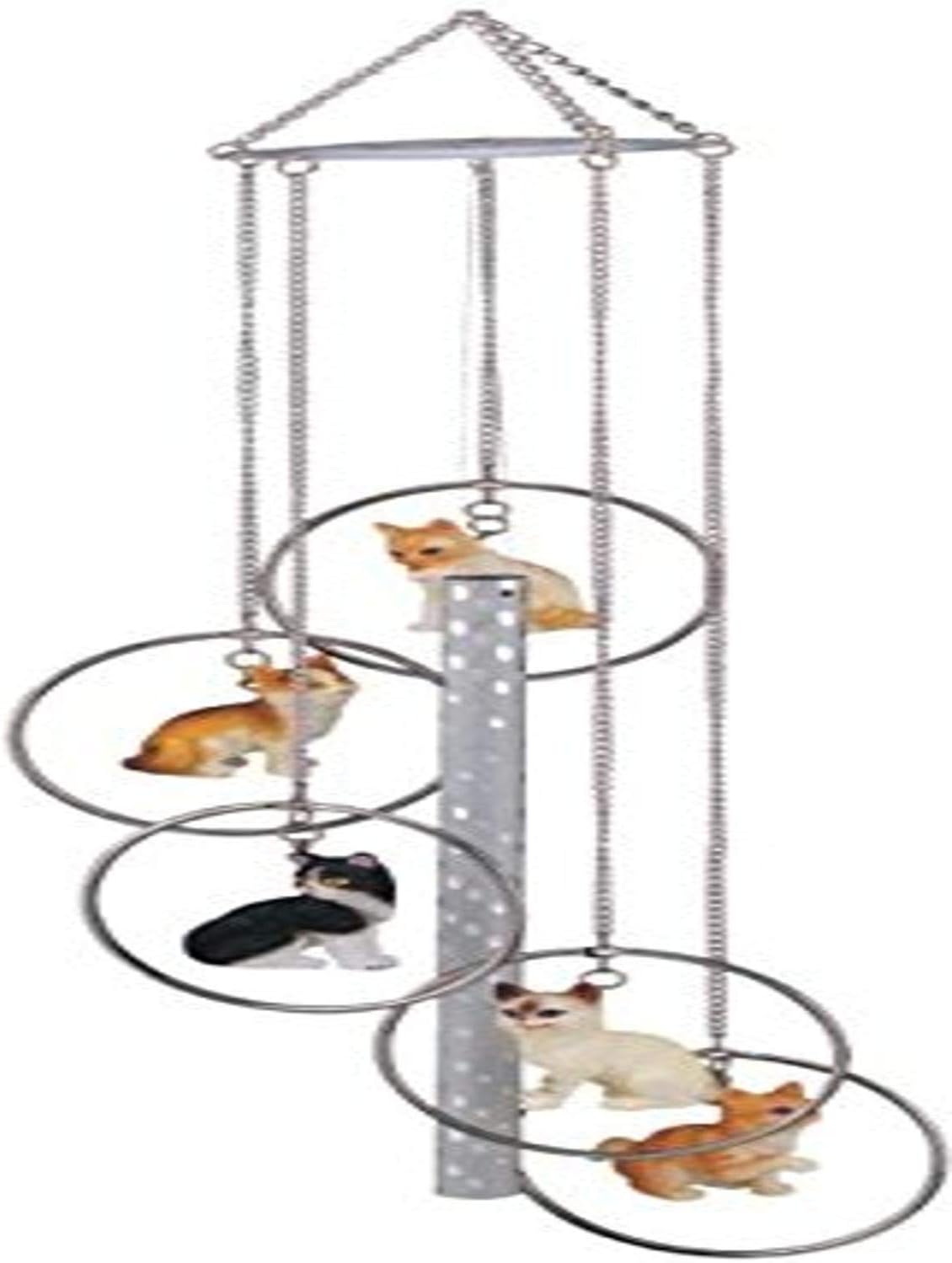 StealStreet 5 Ring Polyresin Charm Cat Hanging Porch Garden Decoration Wind Chime