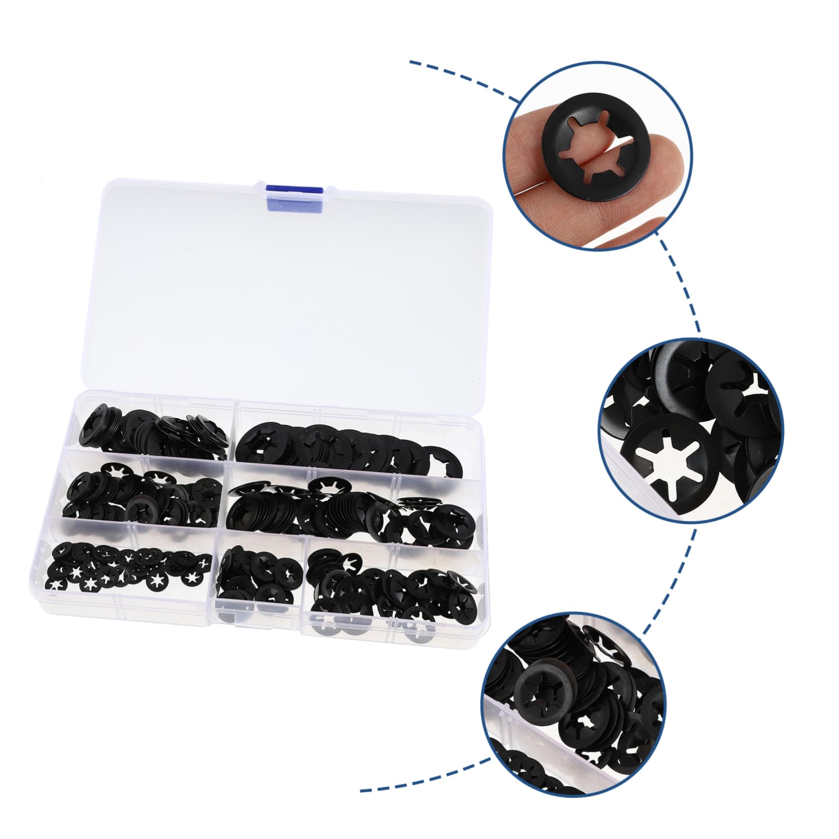 SOLUSTRE Serrated Star Lock Washers 280pcs Set Stainless Lock Washers for Maintenance and Replacement