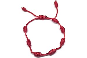 Genuine Red Knot Amulet Bracelet with 7 Knots for Good Luck