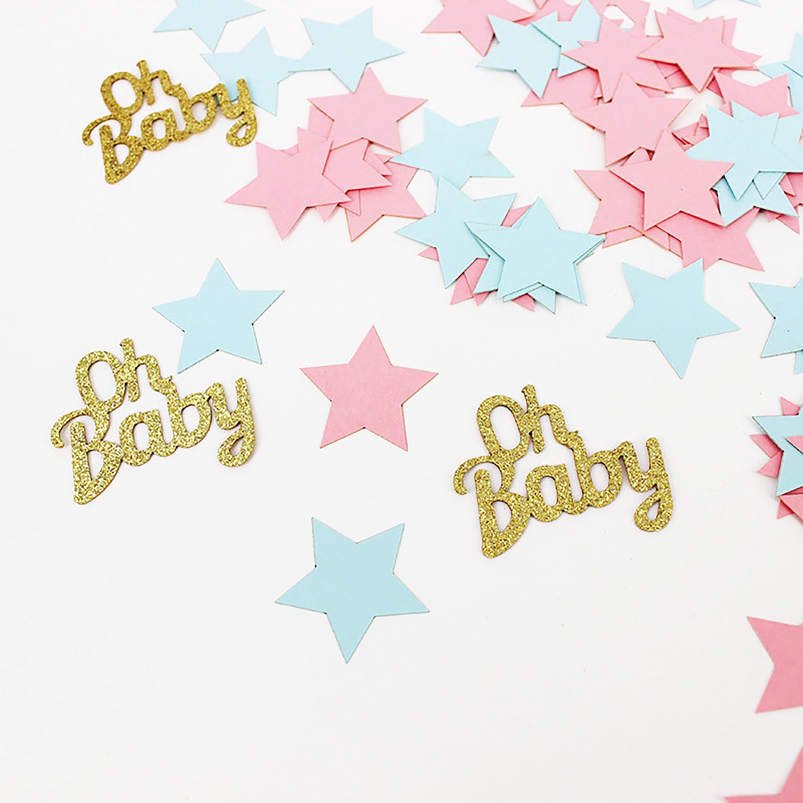Brand Name Gender Reveal Decorations - Pink Blue and Gold Baby Star Confetti, Glitter Table Sparkle for Baby Shower and Birthday (100 Pcs)