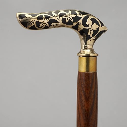 Miniatura 9 de Bastón de madera para caminar, bastón de madera para personas mayores, caña de palo de rosa con cabeza plateada, bastón para caminar para hombres y