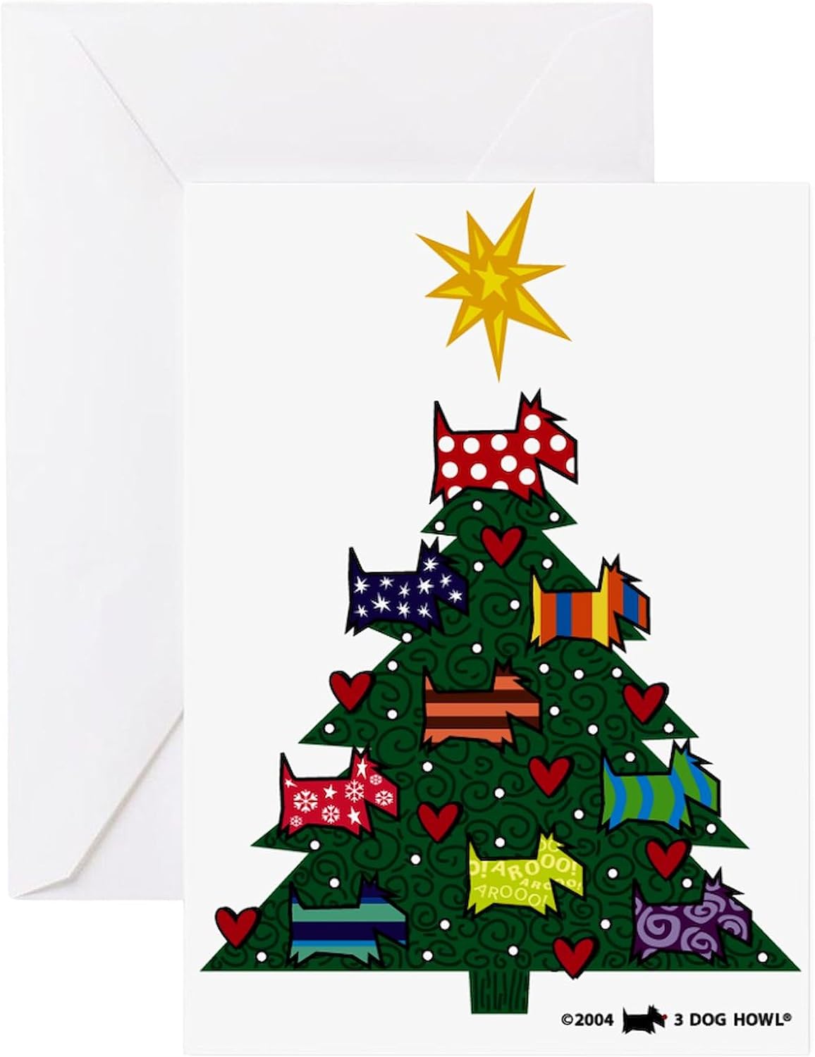 CafePress SCOTTISH TERRIER CHRISTMAS TREE Greeting Cards (Pa Greeting Card (20-pack), Note Card with Blank Inside, Birthday Card Matte