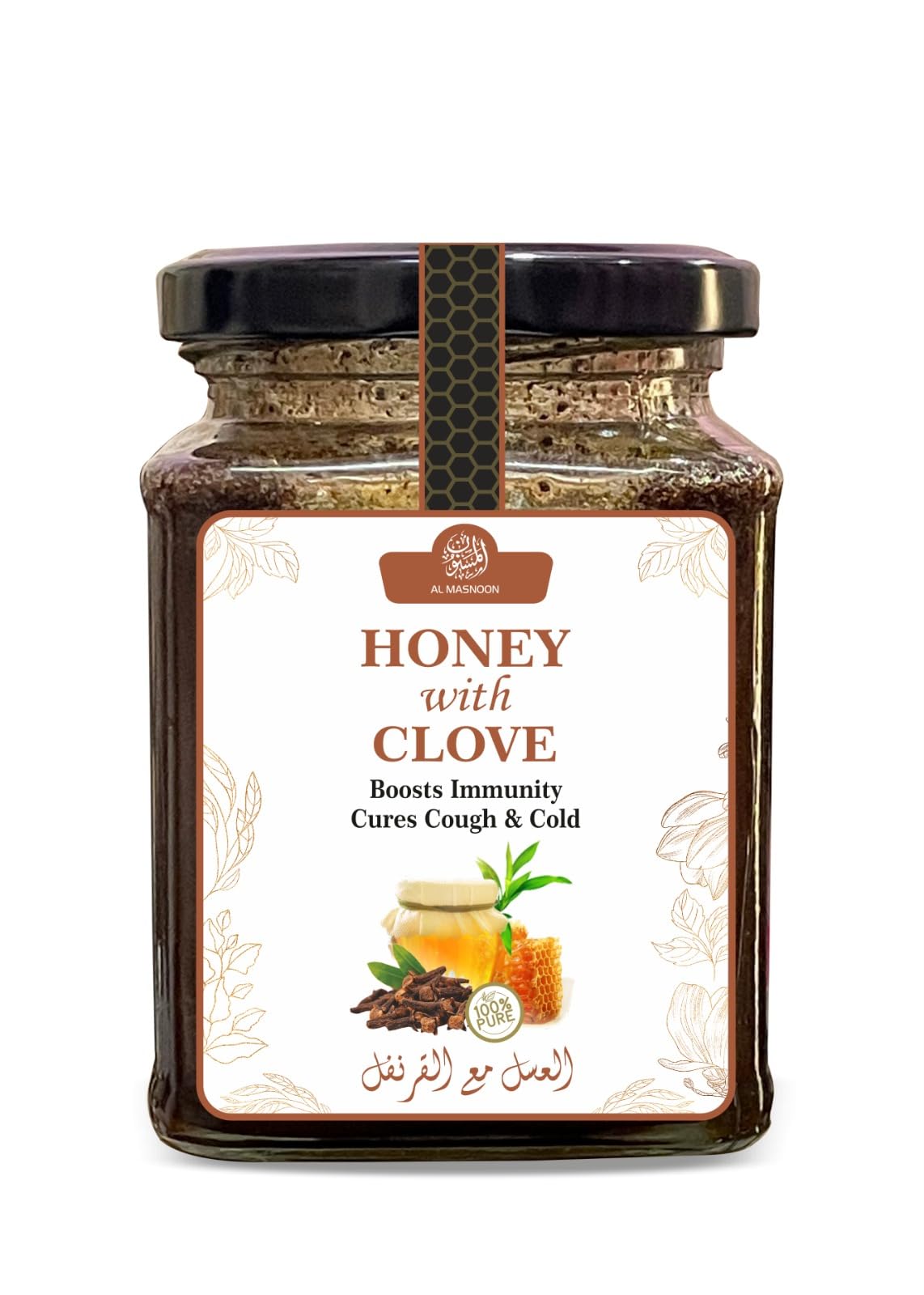 Al Masnoon Honey with Clove 300g - 100% Pure and Natural Honey Infused with Premium Cloves for Enhanced Flavor and Health Benefits (Pack of 1)