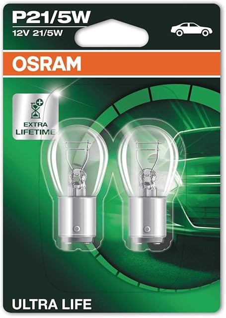 OSRAM ULTRA LIFE P21/5W halogen signal lamp, brake light, rear fog light, 7528ULT-02B, 12 V passenger car, double blister (2 units)