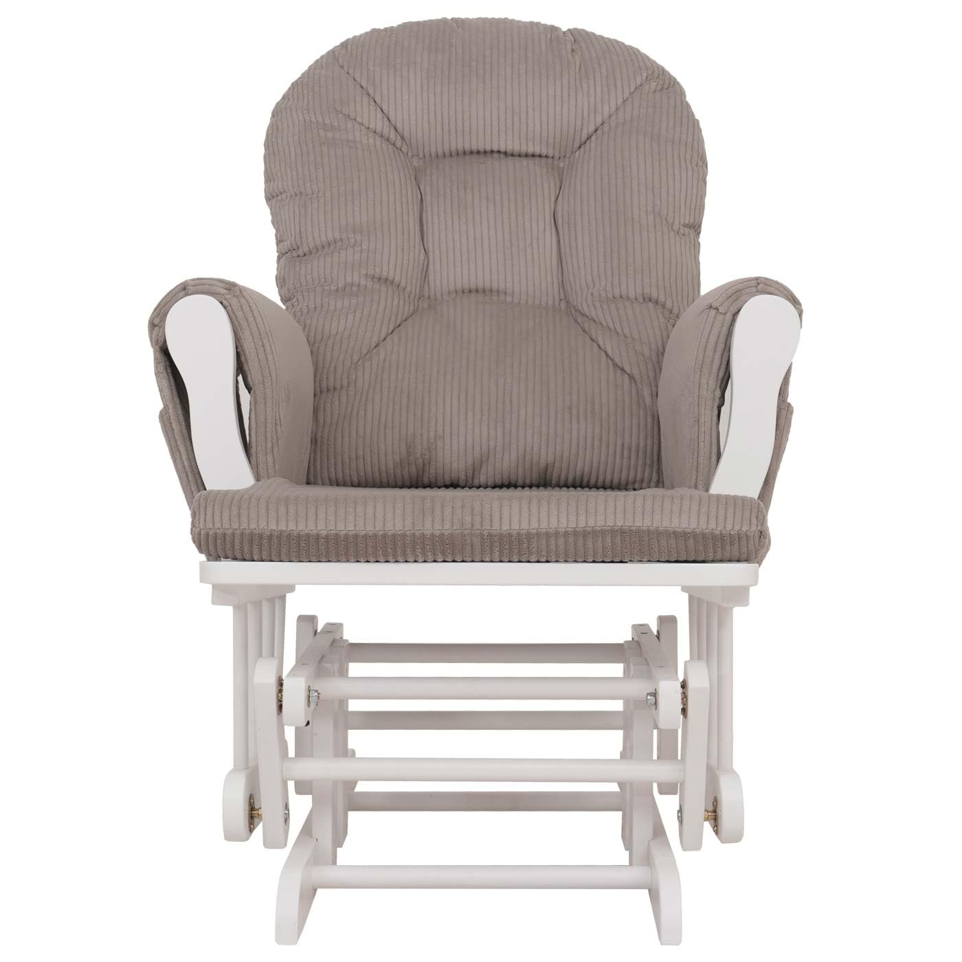 Mendler Relaxsessel HWC-C76, Schaukelstuhl Sessel Schwingstuhl mit Hocker Stoff Cord 320g/m² Öko-Tex - hellgrau Gestell weiß
