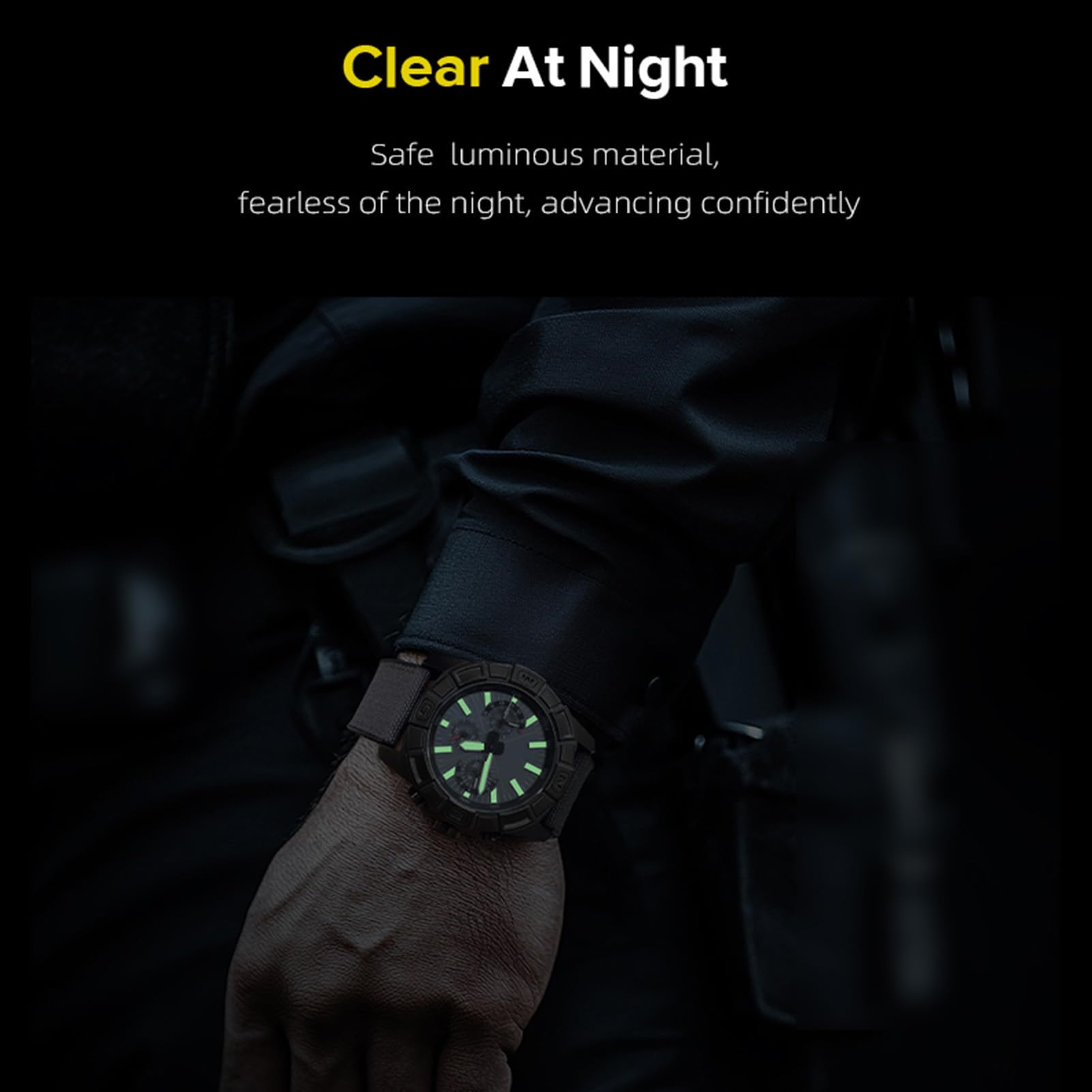 Bnineteenteam Orologio da Quarzo Maschile Ad Energia Solare, Display a Prova di Pioggia, Comodo e Multifunzionale con Mani Luminose per all'aperto, Quotidianamente, Affari
