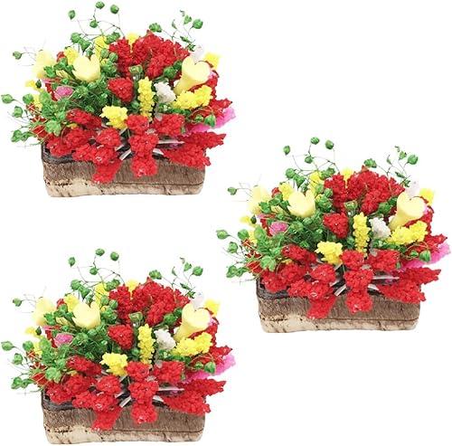 EXCEART 3 piezas de flores artificiales para decoración de plantas, mini maceta en miniatura, flor en maceta, mini
