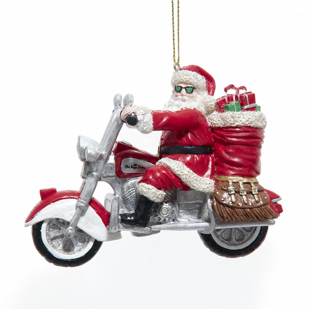 Père Noël sur moto Kurt Adler Old Guys Rule de 11,4 cm