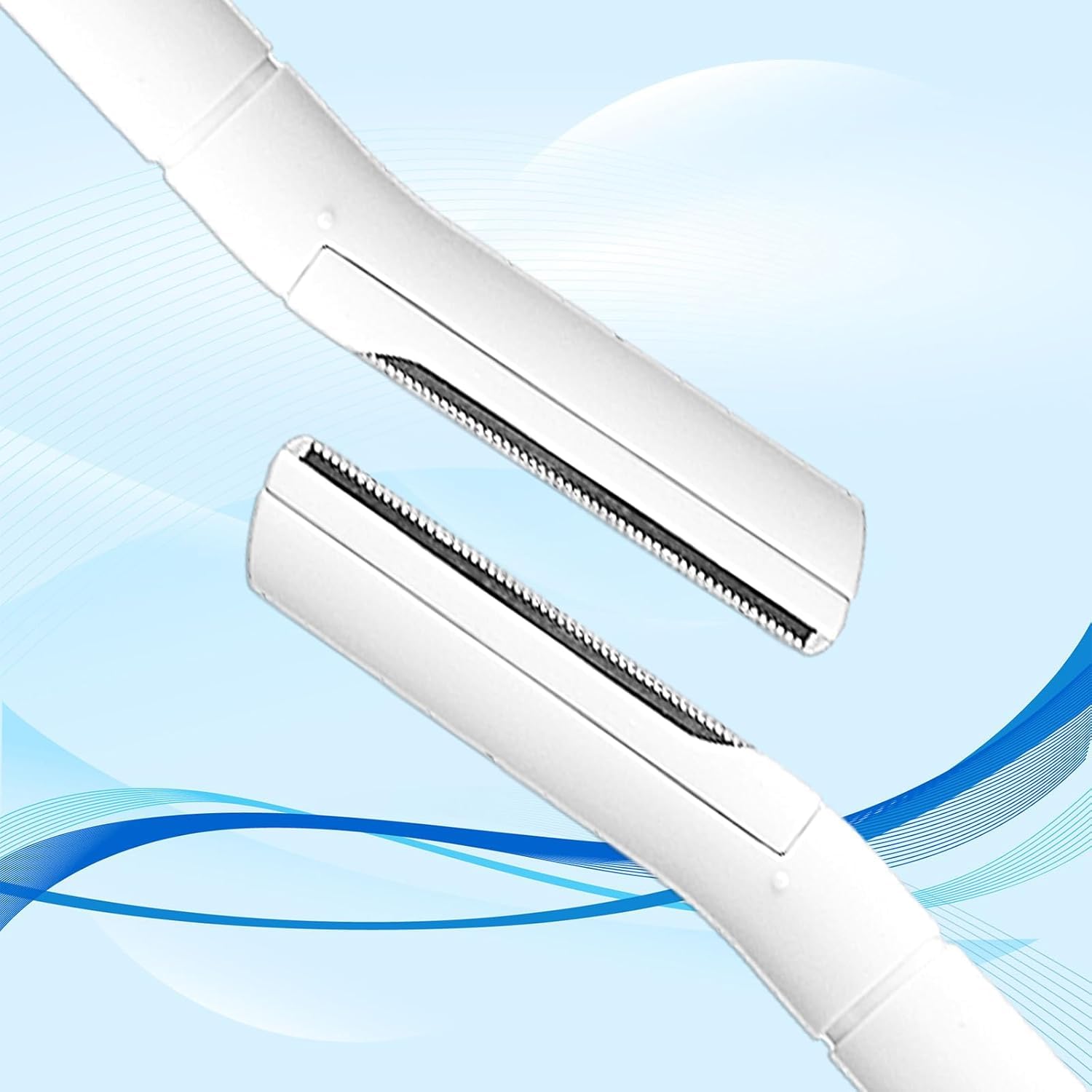 SPAREQUE Face Eyebrow Razor Dermaplaning Tool Trimmer Precision Stainless Steel Multipurpose Hair Remover White Peach Fluff Hair Remover for Face 3