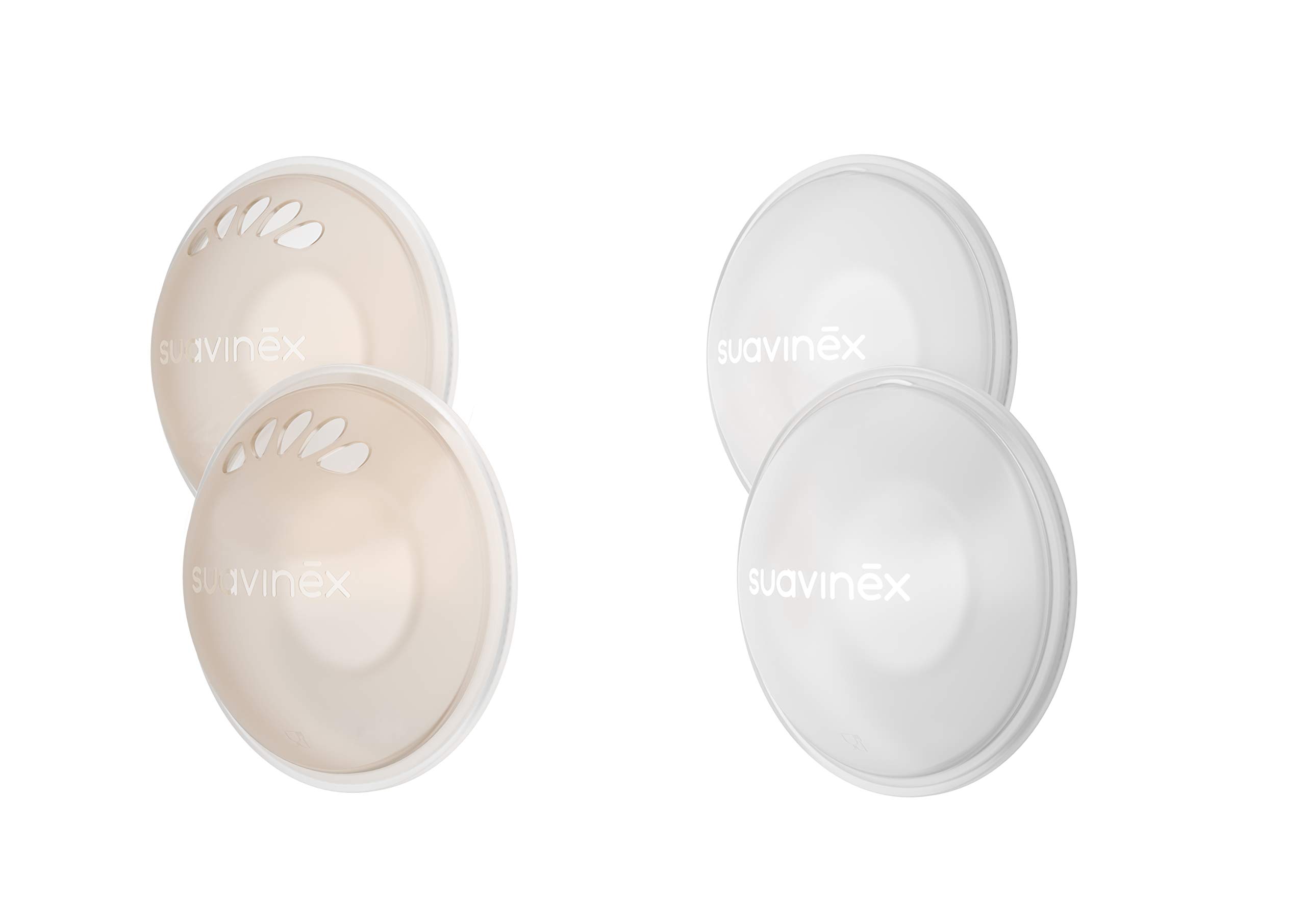 Suavinex, Set 2 Coupelles Recueil Lait Maternel (Recueillent les Pertes de Lait) + 2 Coupelles Protectrices (Protégent les Mamelons). Coquilles Allaitement en Silicone, Protègent les Mamelons Irrités