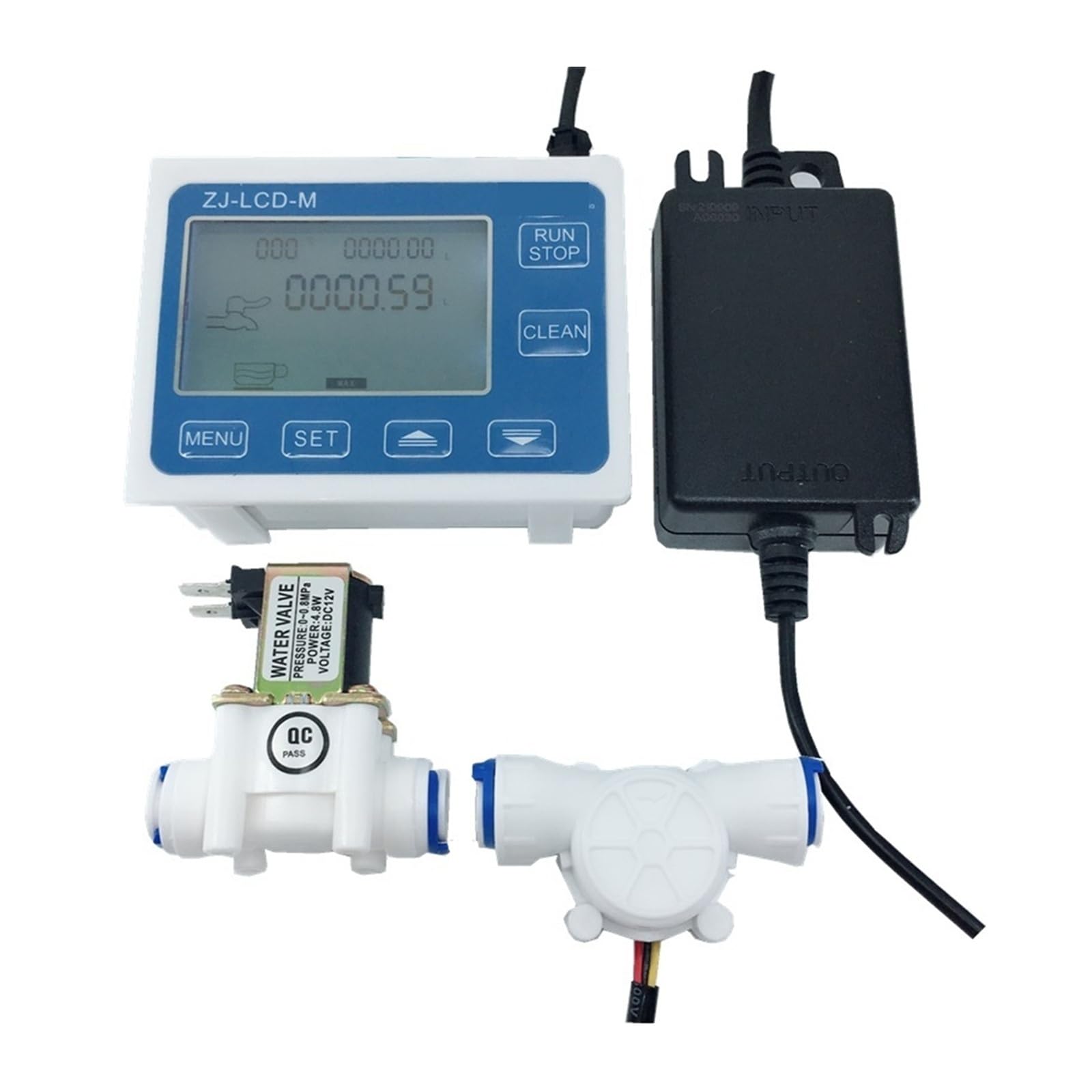 Water Measurement Liquid Controller 3/8 Flow Sensor+ZJ-LCD-M Meter Controller Display+Valve