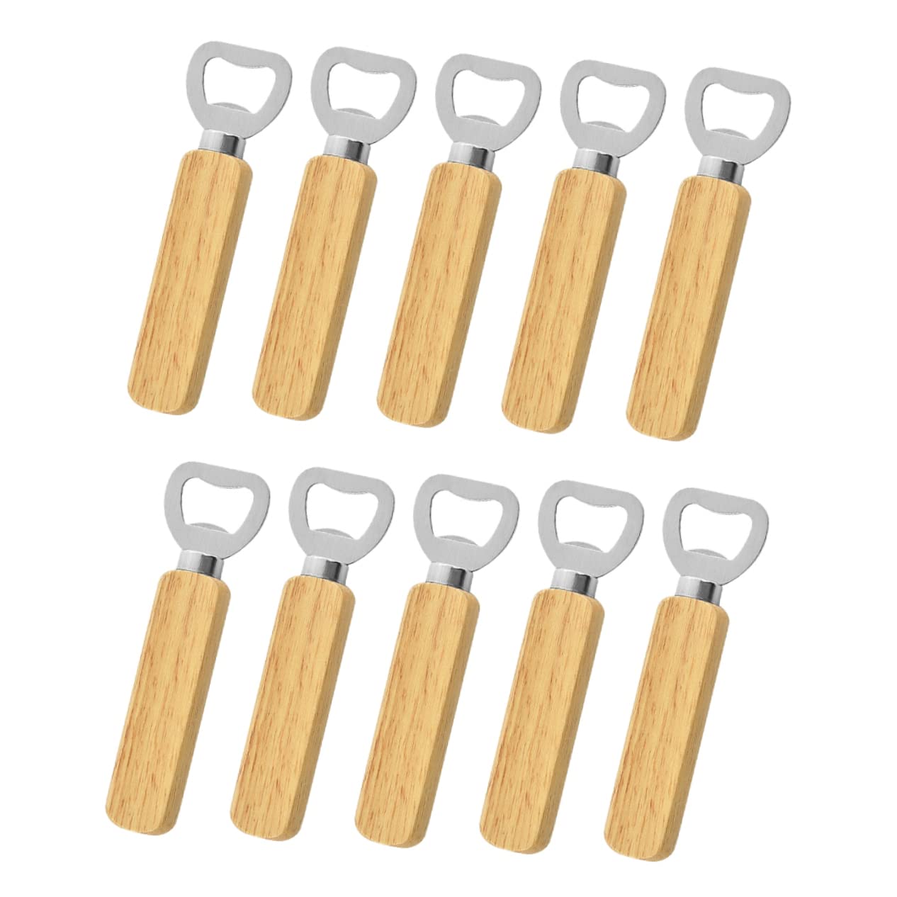 Apribottiglie Piatto 10pezzi in Legno e Acciaio Inossidabile